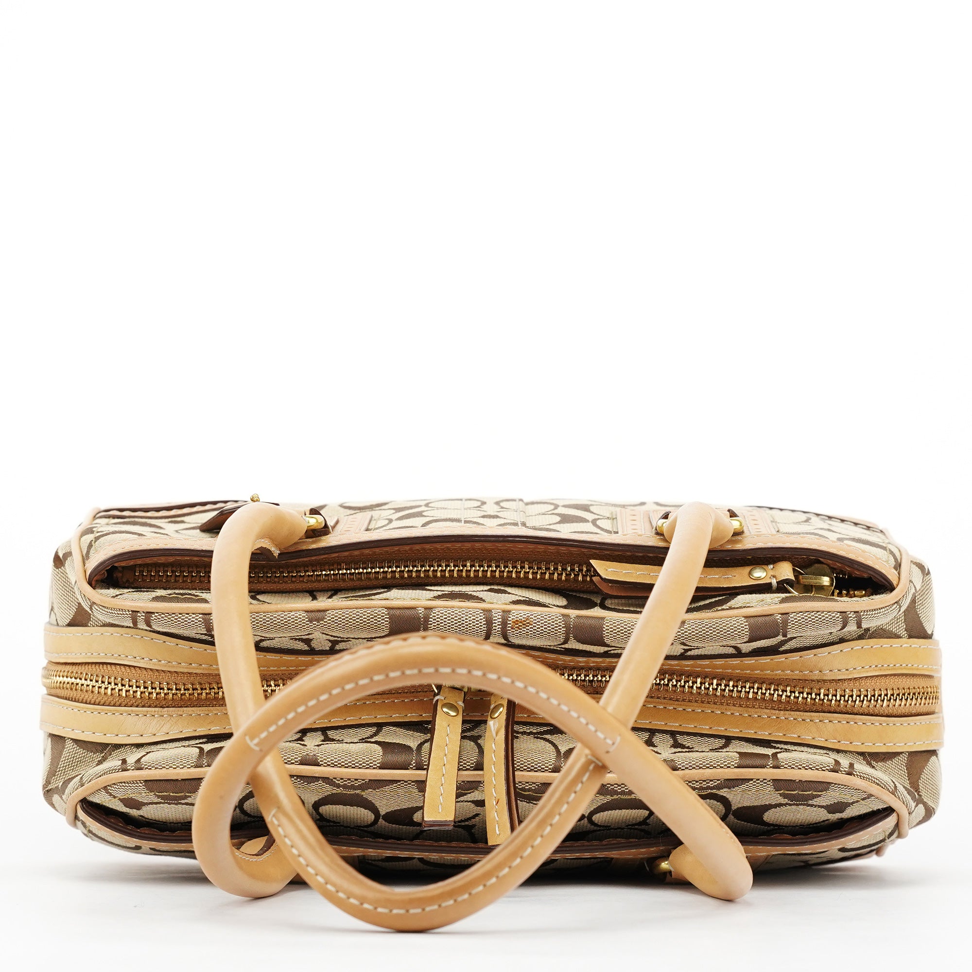 Coach Sac cabas en toile Signature beige et camel