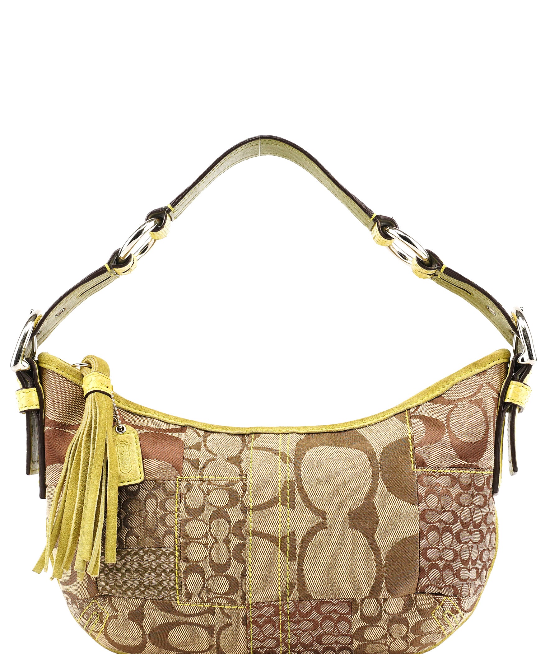 Coach Beige Yellow Python Soho Patchwork Shoulder Bag