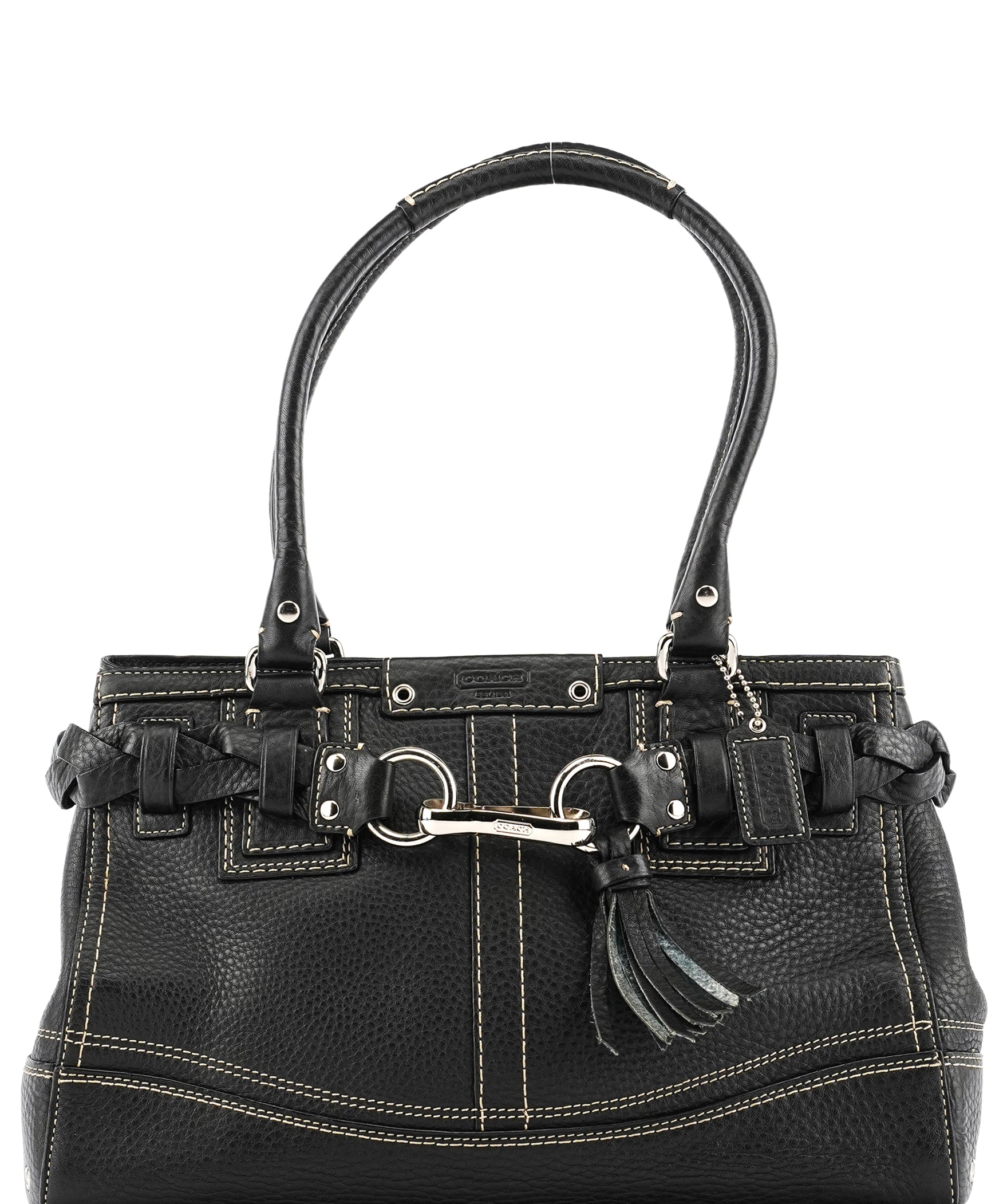 Coach Black Grained Leather Hamptons Tote Bag