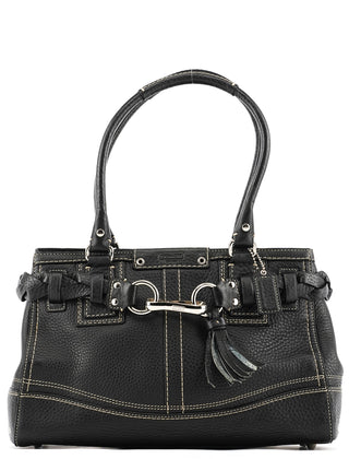 Coach Black Grained Leather Hamptons Tote Bag