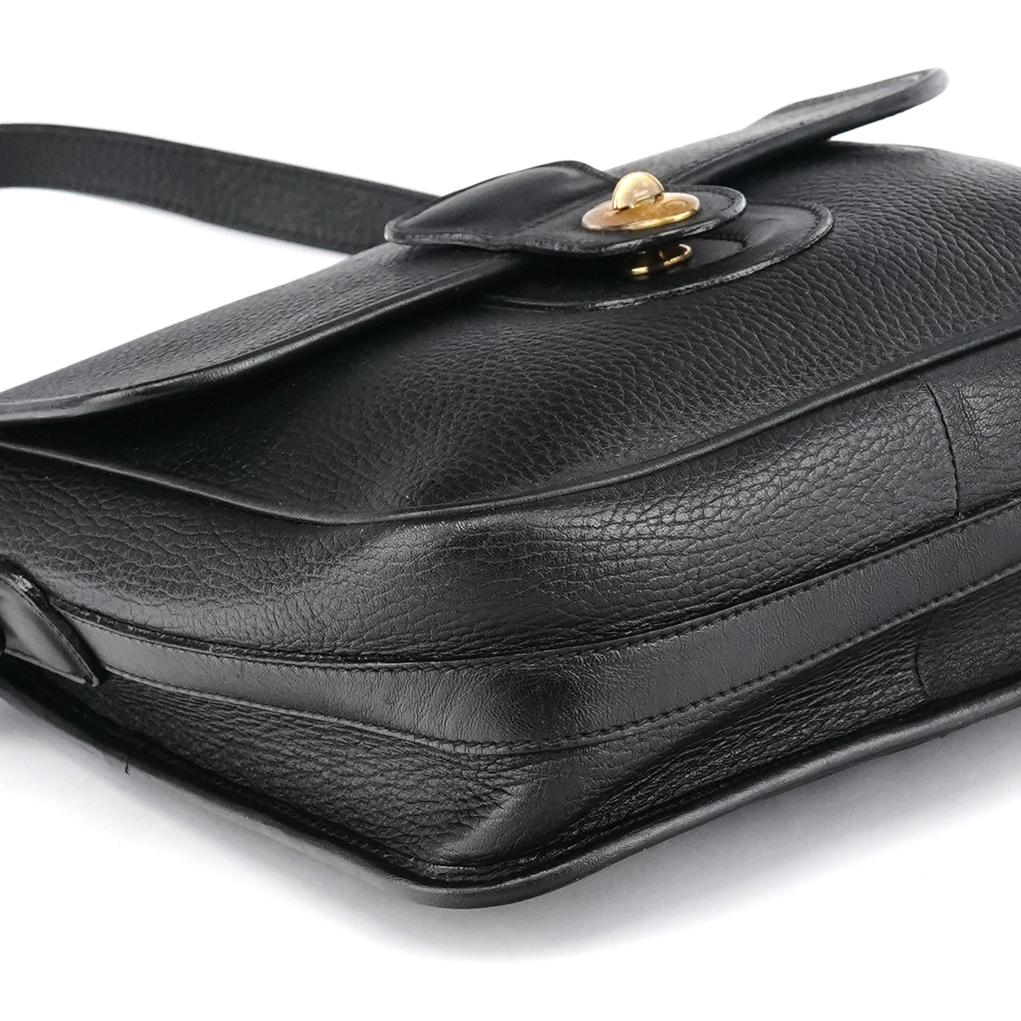 Coach Black Leather Turnlock Crossbody Bag