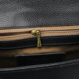 Coach Black Leather Turnlock Top Handle Bag