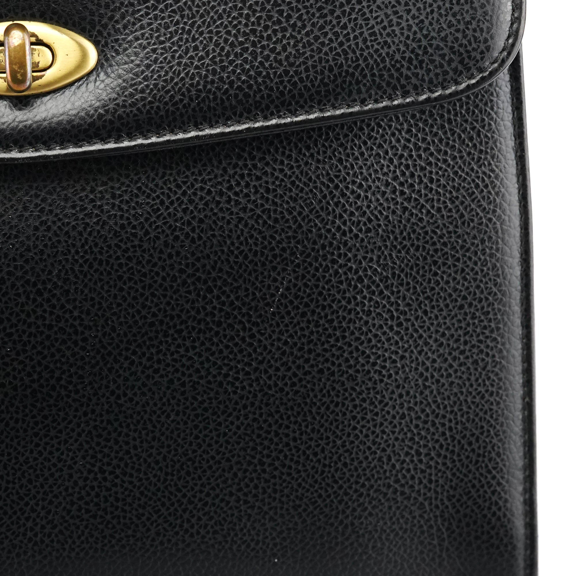 Coach Black Leather Turnlock Top Handle Bag