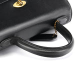 Coach Black Leather Turnlock Top Handle Bag