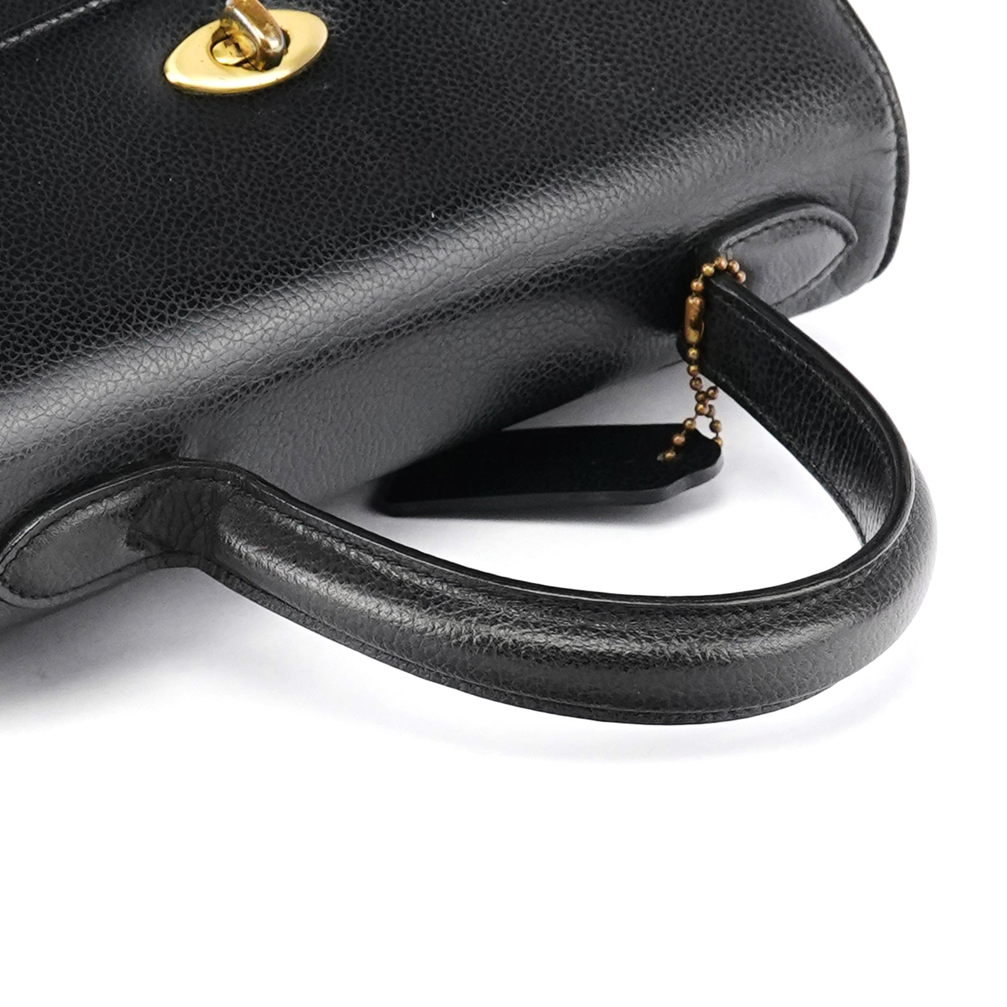 Coach Black Leather Turnlock Top Handle Bag