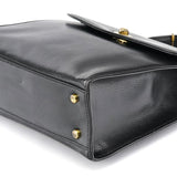 Coach Black Leather Turnlock Top Handle Bag