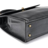 Coach Black Leather Turnlock Top Handle Bag