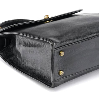 Coach Black Leather Turnlock Top Handle Bag