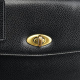 Coach Black Leather Turnlock Top Handle Bag