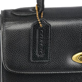Coach Black Leather Turnlock Top Handle Bag