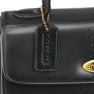 Coach Black Leather Turnlock Top Handle Bag