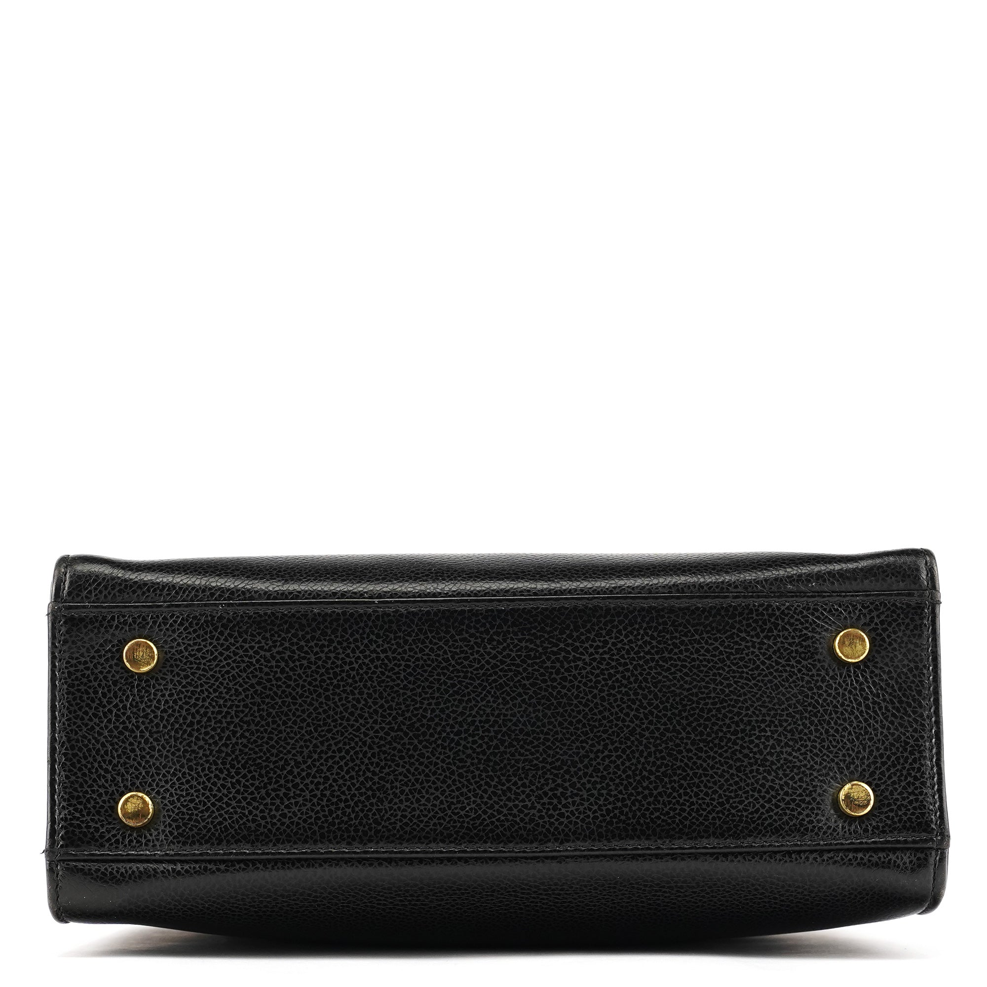 Coach Black Leather Turnlock Top Handle Bag