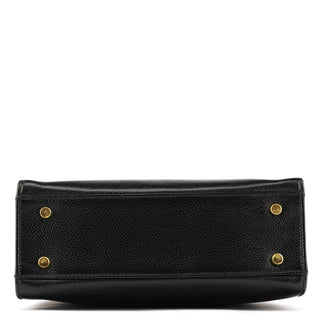 Coach Black Leather Turnlock Top Handle Bag
