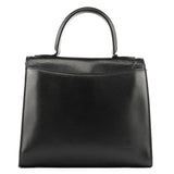 Coach Black Leather Turnlock Top Handle Bag