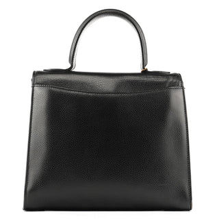 Coach Black Leather Turnlock Top Handle Bag