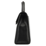 Coach Black Leather Turnlock Top Handle Bag