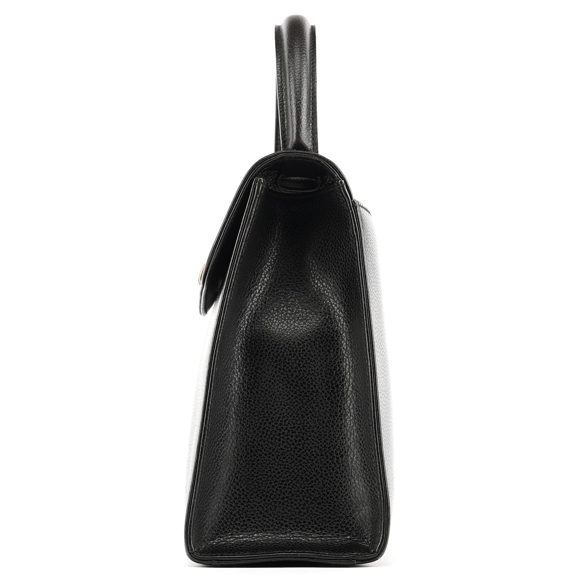 Coach Black Leather Turnlock Top Handle Bag