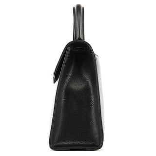 Coach Black Leather Turnlock Top Handle Bag