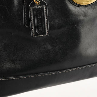 Coach Black Leather Turnlock Tote Bag