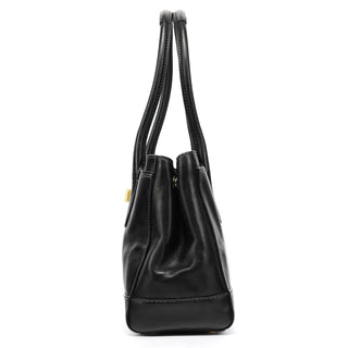 Coach Black Leather Turnlock Tote Bag