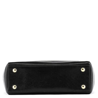Coach Black Leather Turnlock Tote Bag