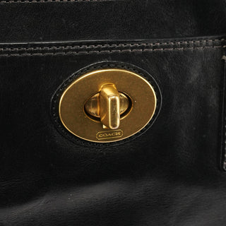 Coach Black Leather Turnlock Tote Bag