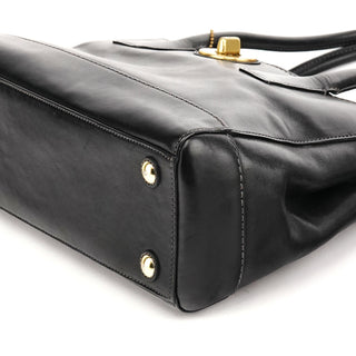Coach Black Leather Turnlock Tote Bag