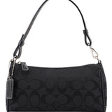Coach Black Monogram Canvas Calfskin Shoulder Bag
