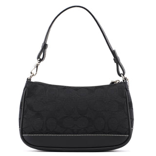 Coach Black Monogram Canvas Calfskin Shoulder Bag