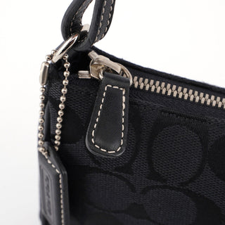 Coach Black Monogram Canvas Calfskin Shoulder Bag