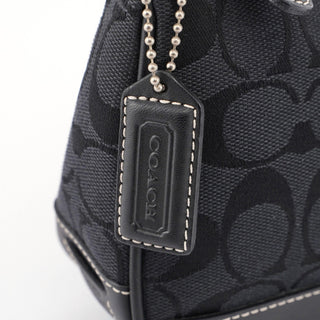 Coach Black Monogram Canvas Calfskin Shoulder Bag