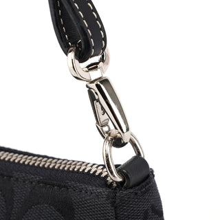 Coach Black Monogram Canvas Calfskin Shoulder Bag