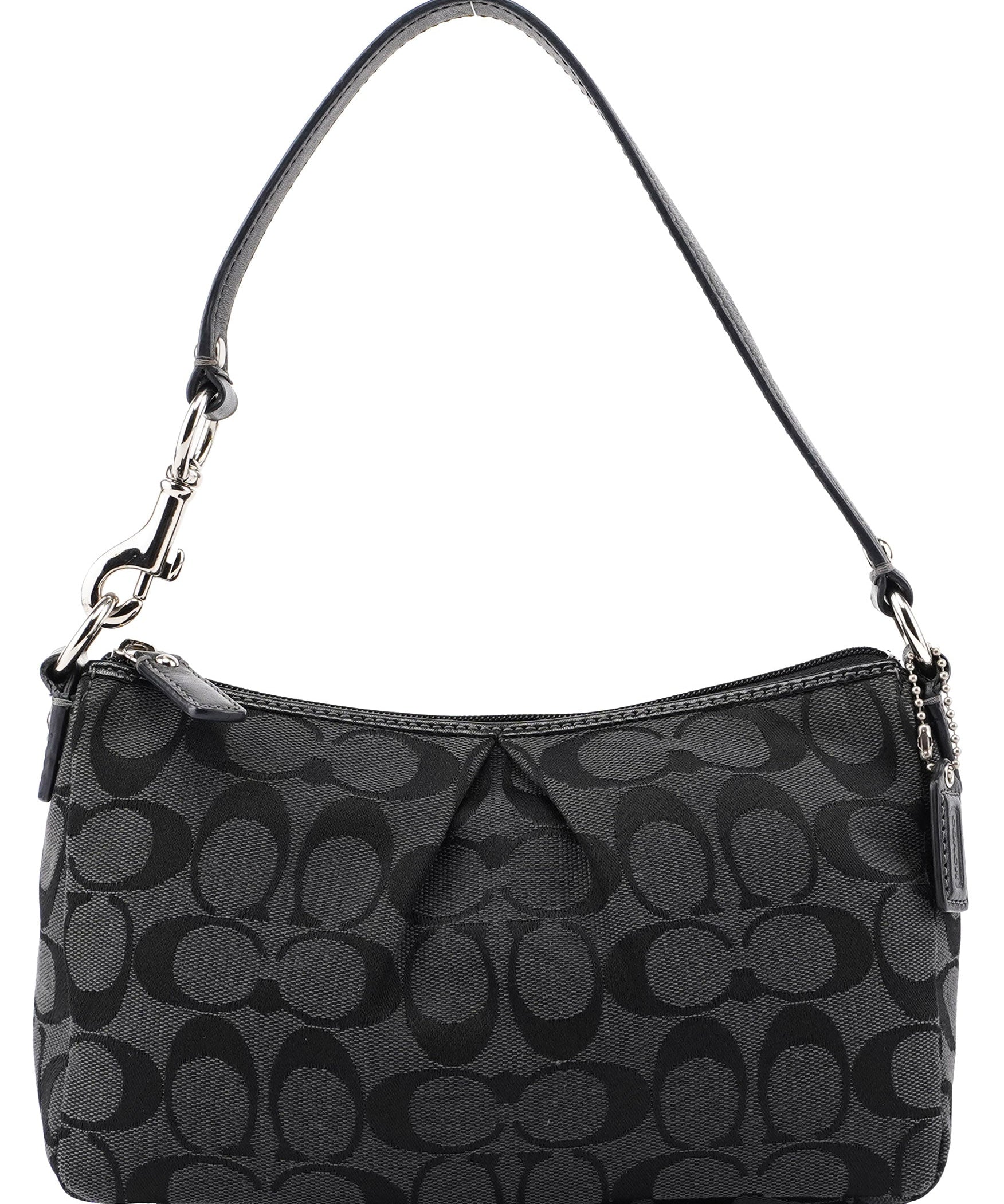 Coach Black Monogram Canvas Calfskin Shoulder Bag