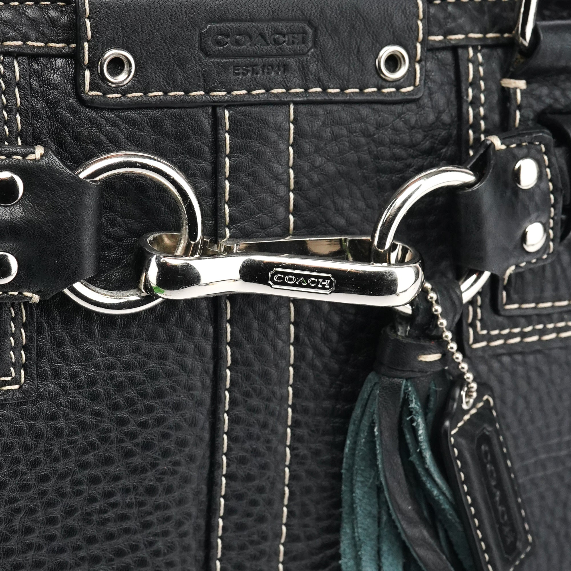 Coach Sac cabas Hamptons en cuir grainé noir