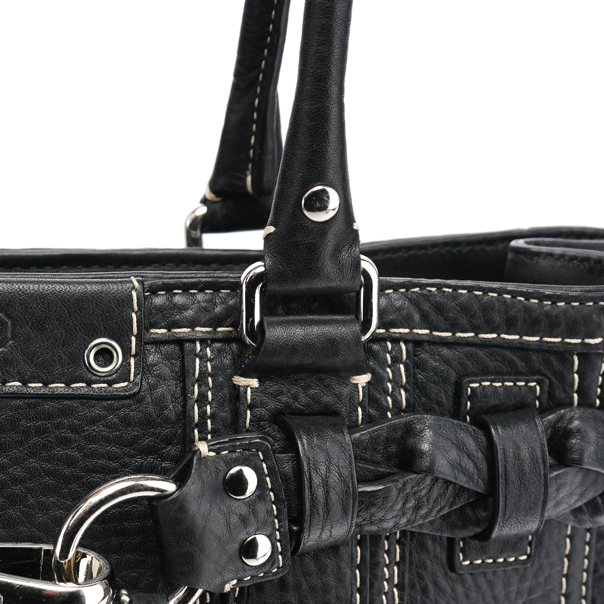 Coach Sac cabas Hamptons en cuir grainé noir