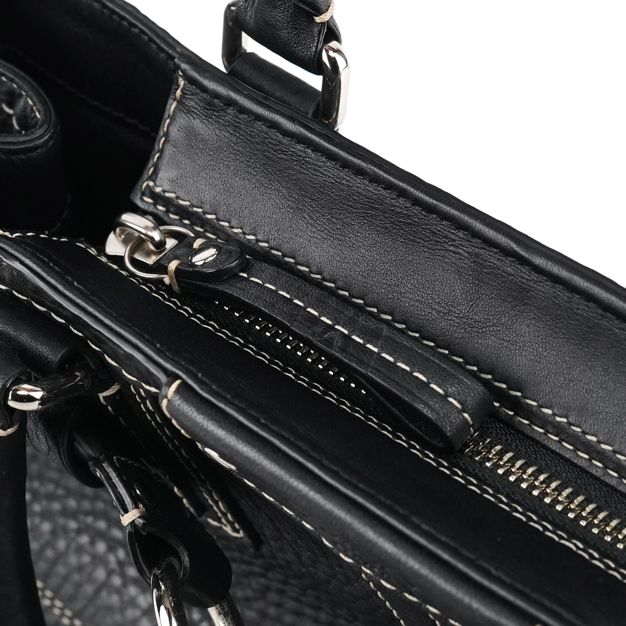 Coach Sac cabas Hamptons en cuir grainé noir