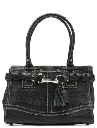 Coach Black Pebbled Leather Hamptons Tote Bag