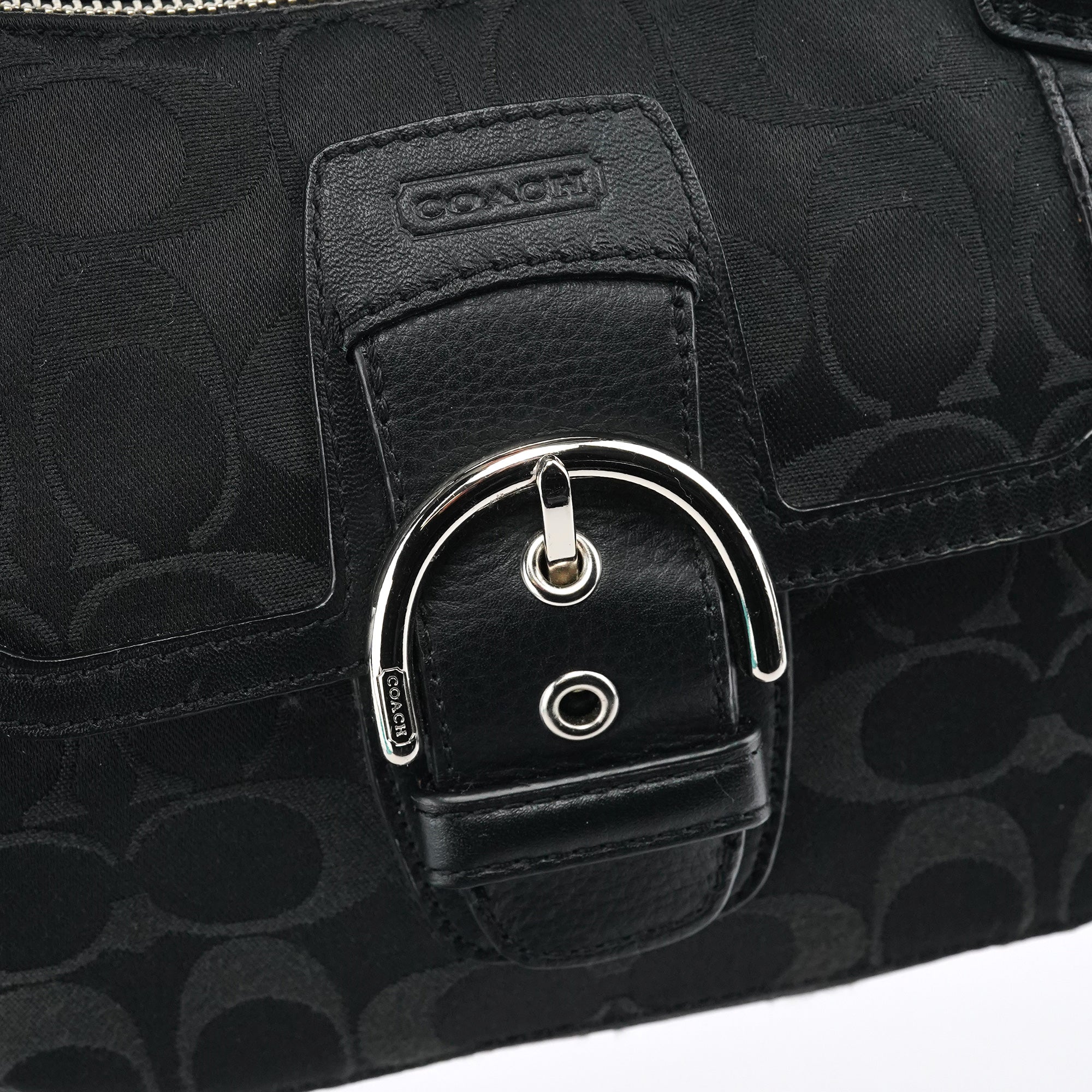 バッグ Coach Signature Tote Black Canvas Soho Coach Black Signature Canvas Soho Tote Bag – Rediscover Vintage