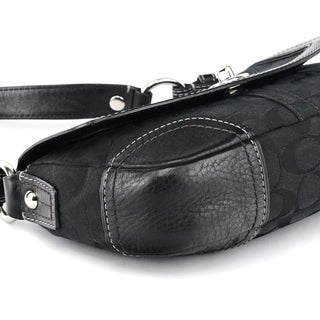 Coach Black Signature Canvas Turnlock Shoulder Bag