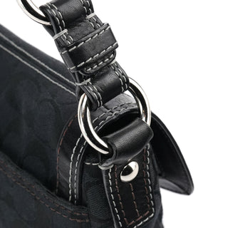 Coach Black Signature Canvas Turnlock Shoulder Bag