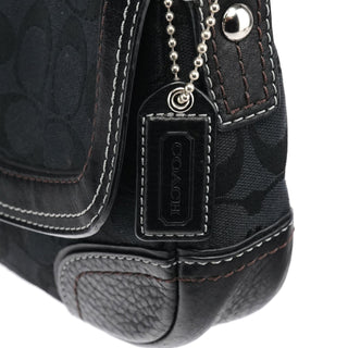 Coach Black Signature Canvas Turnlock Shoulder Bag