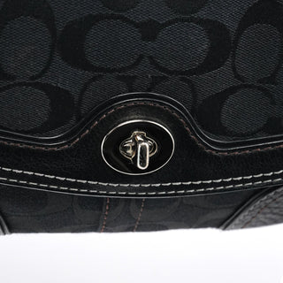 Coach Black Signature Canvas Turnlock Shoulder Bag
