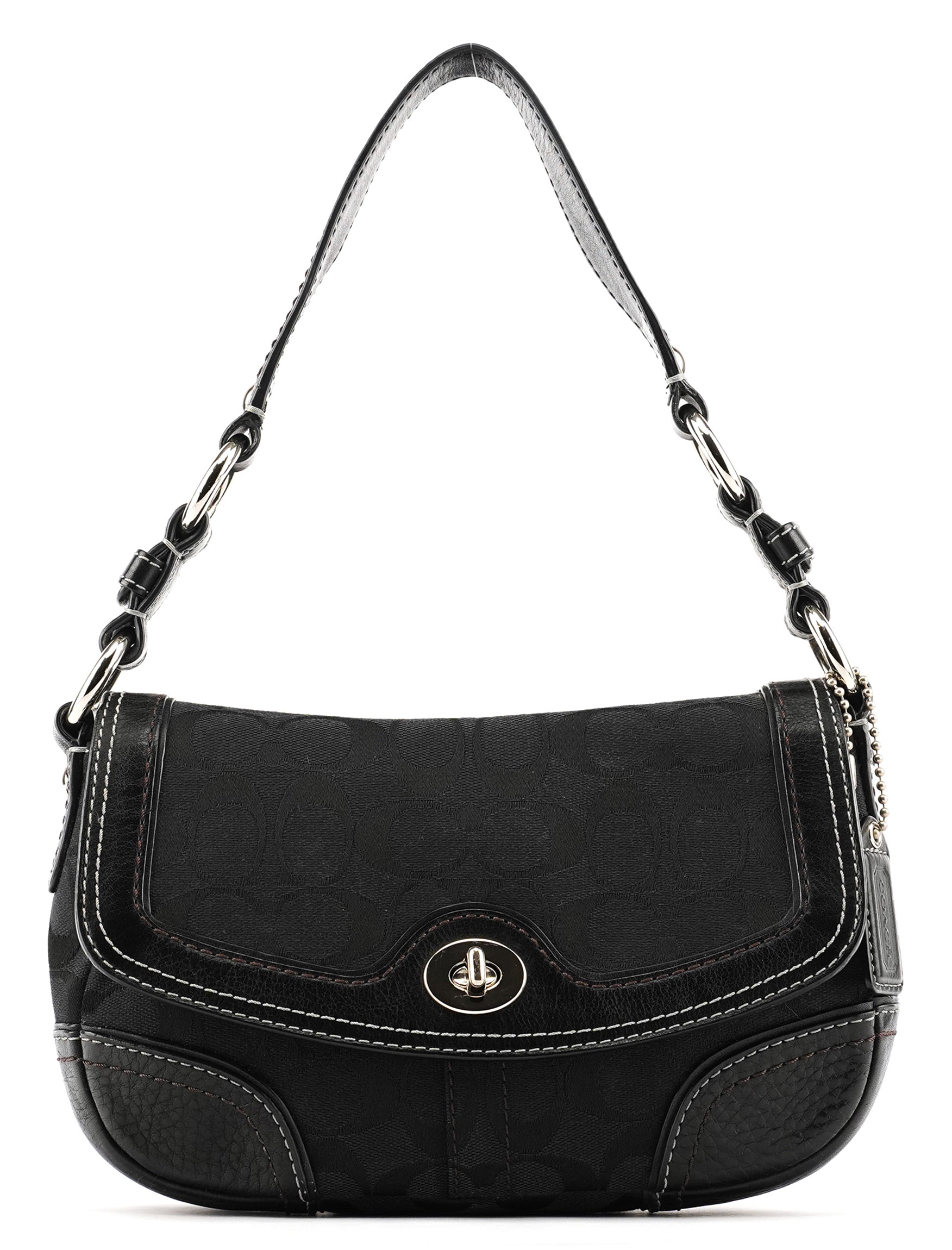 Coach Black Signature Canvas Turnlock Shoulder Bag – Rediscover