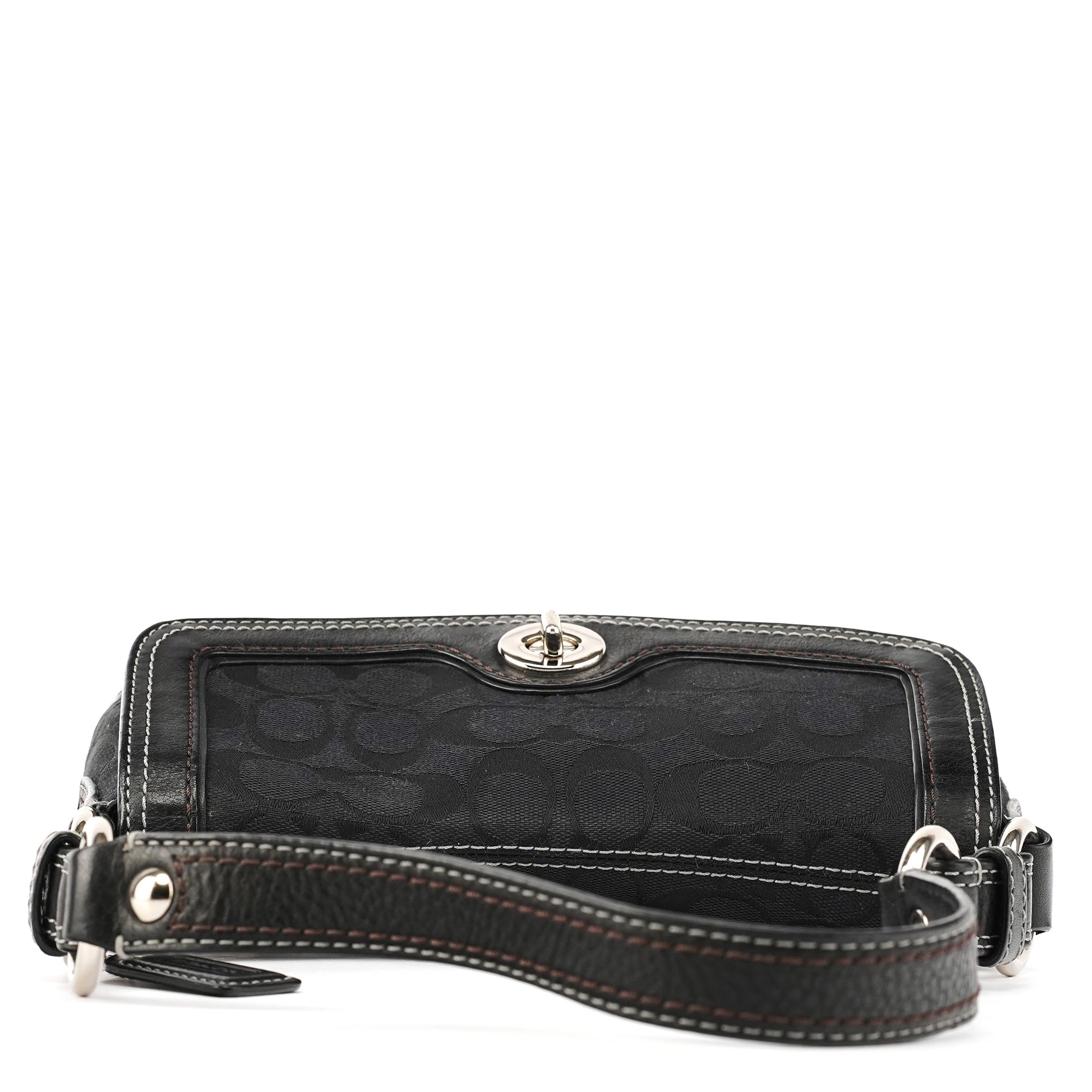 Coach Sac porté épaule à fermoir tournant en toile Signature noire