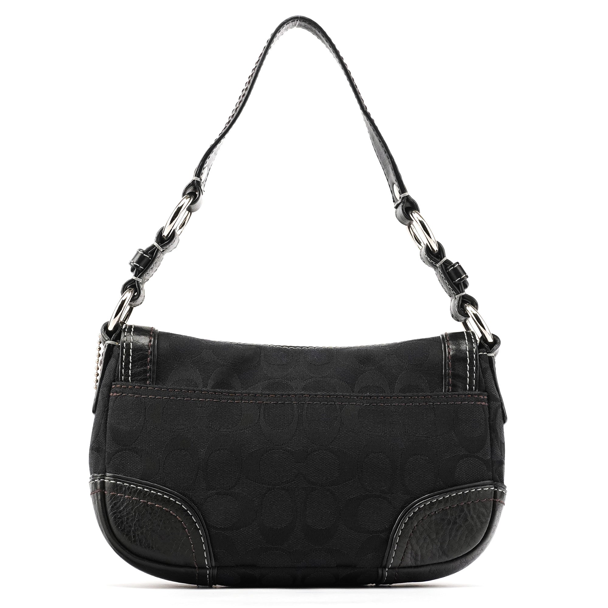 Coach Sac porté épaule à fermoir tournant en toile Signature noire