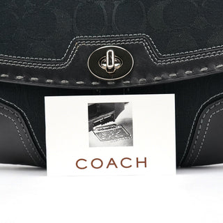 Coach Black Signature Canvas Turnlock Shoulder Bag