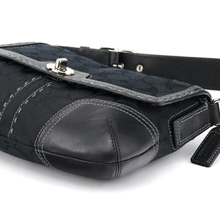 Coach Black Signature Canvas Turnlock Shoulder Bag