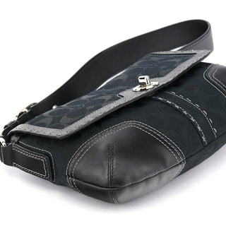 Coach Black Signature Canvas Turnlock Shoulder Bag