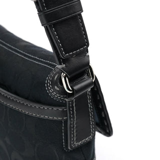 Coach Black Signature Canvas Turnlock Shoulder Bag