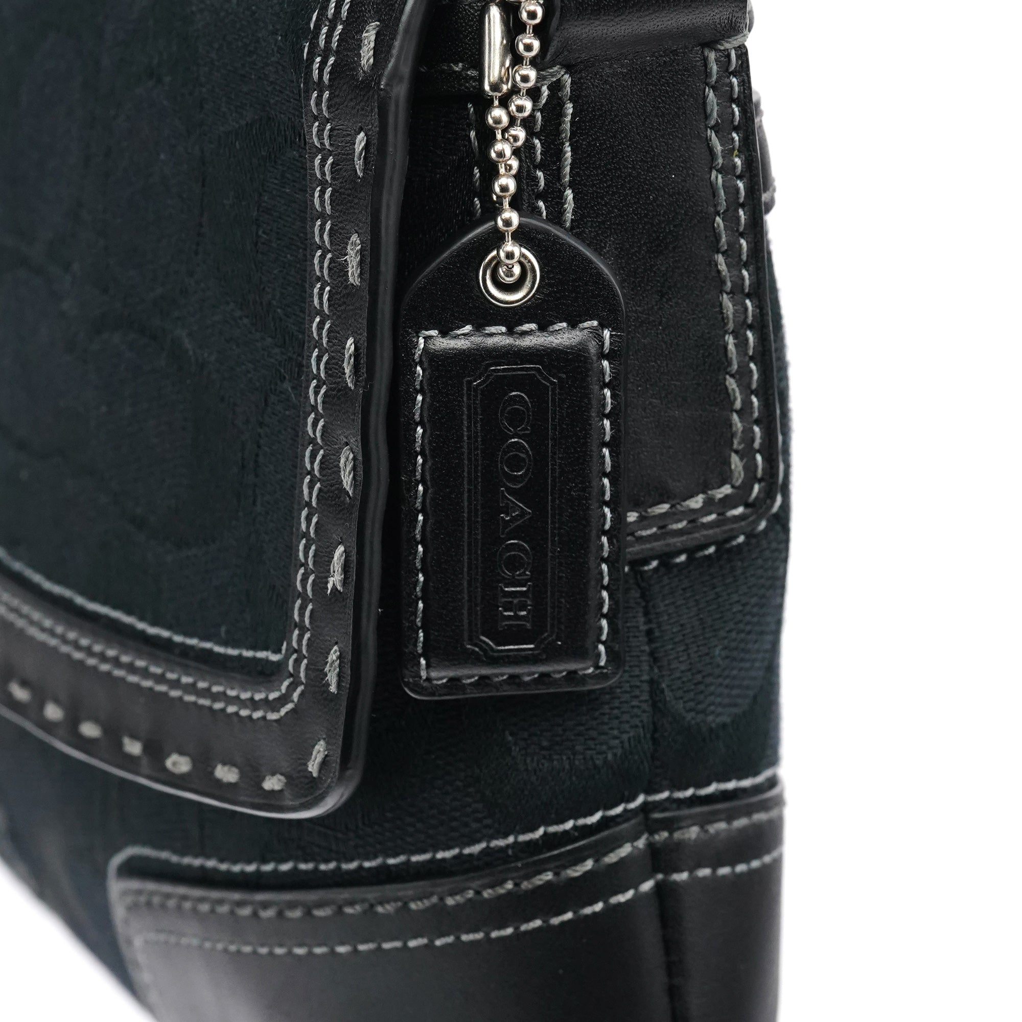 Coach Sac porté épaule à fermoir tournant en toile Signature noire